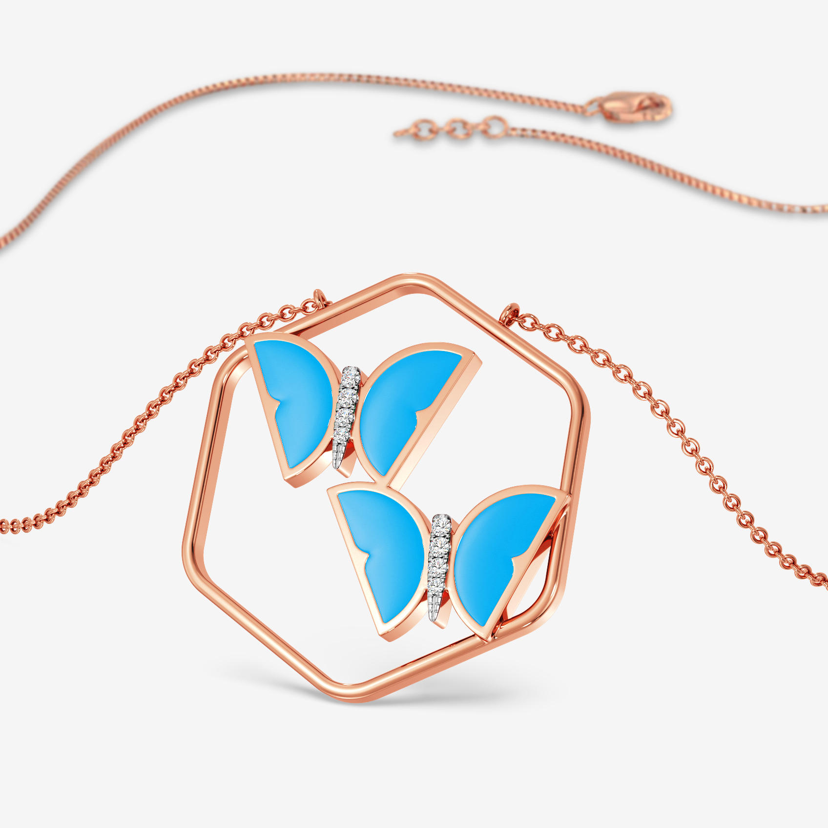 Turquoise Twin Diamond Pendant