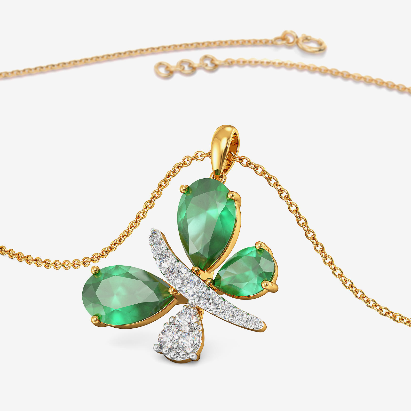 Green Butterfly Elegance Diamond Pendant