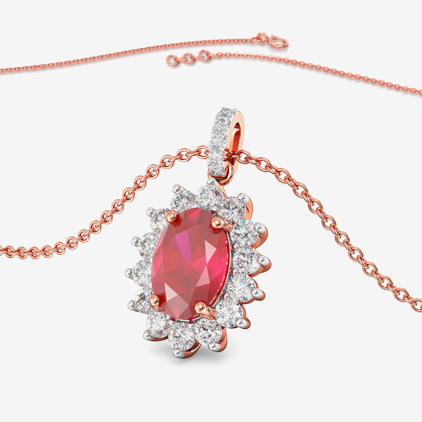 Timeless Ruby Drop Diamond Pendant