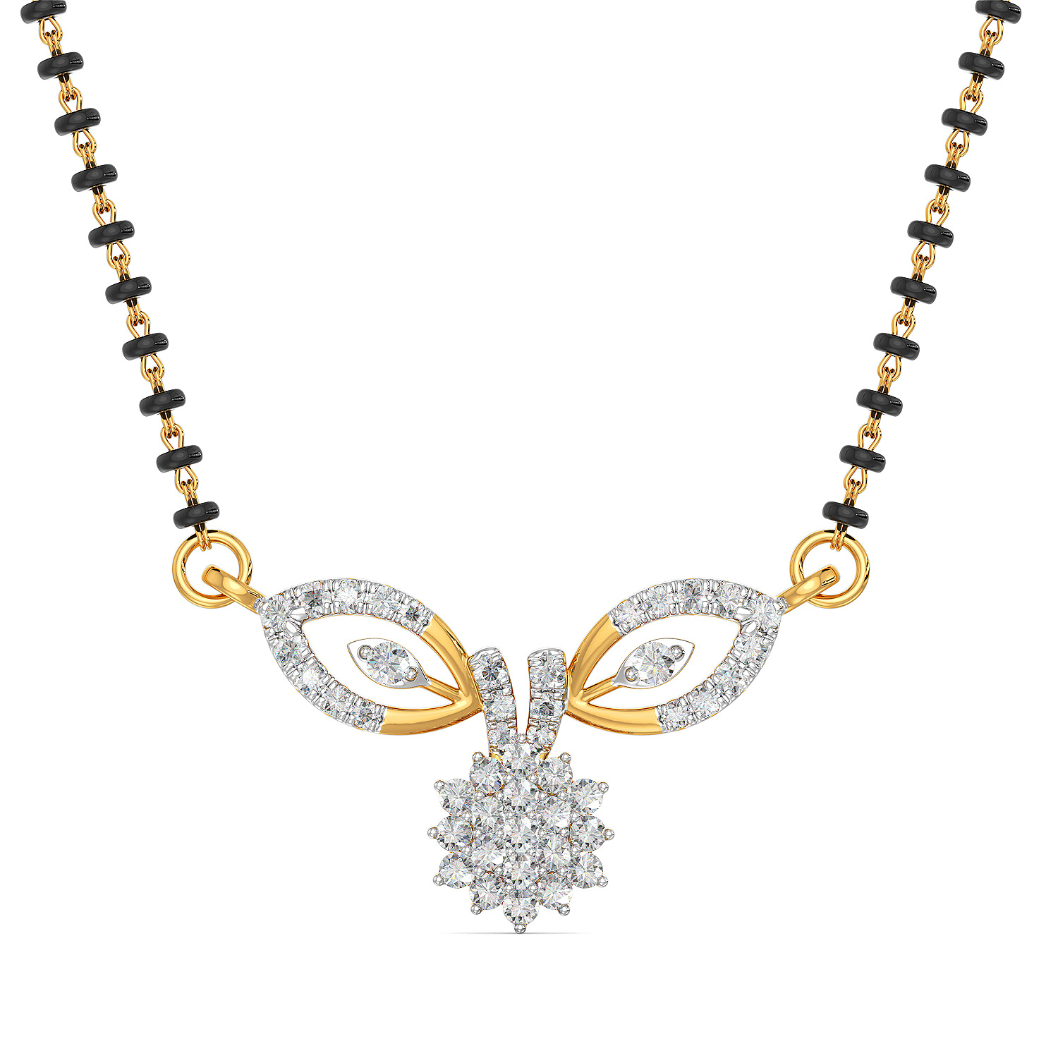 Diamond Floral Leaf Mangalsutra