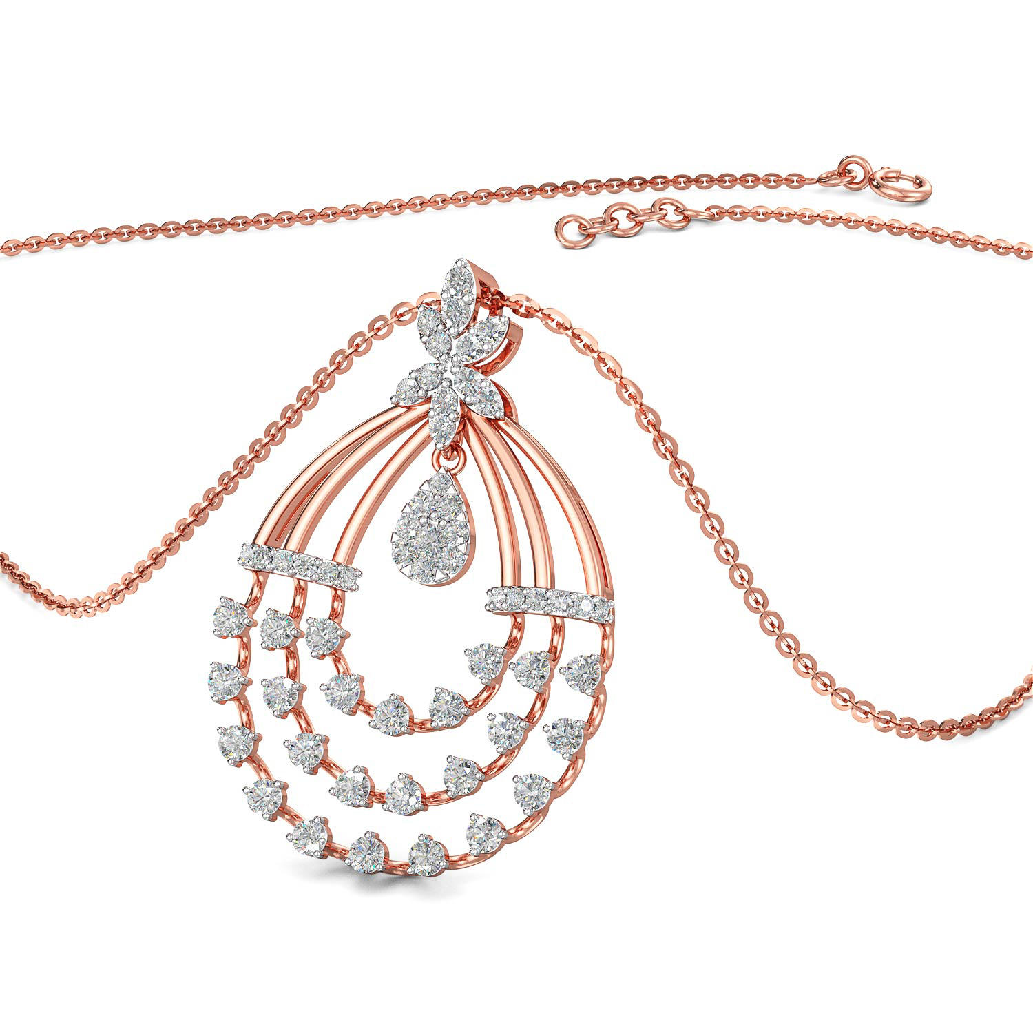 Step Ovals Diamond Pendant