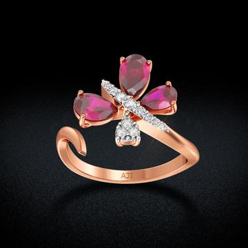 Crimson Butterfly Charm Diamond Ring