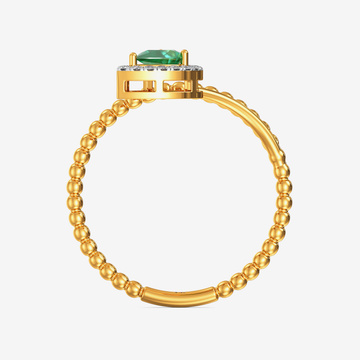 Leafy Emerald Diamond Ring