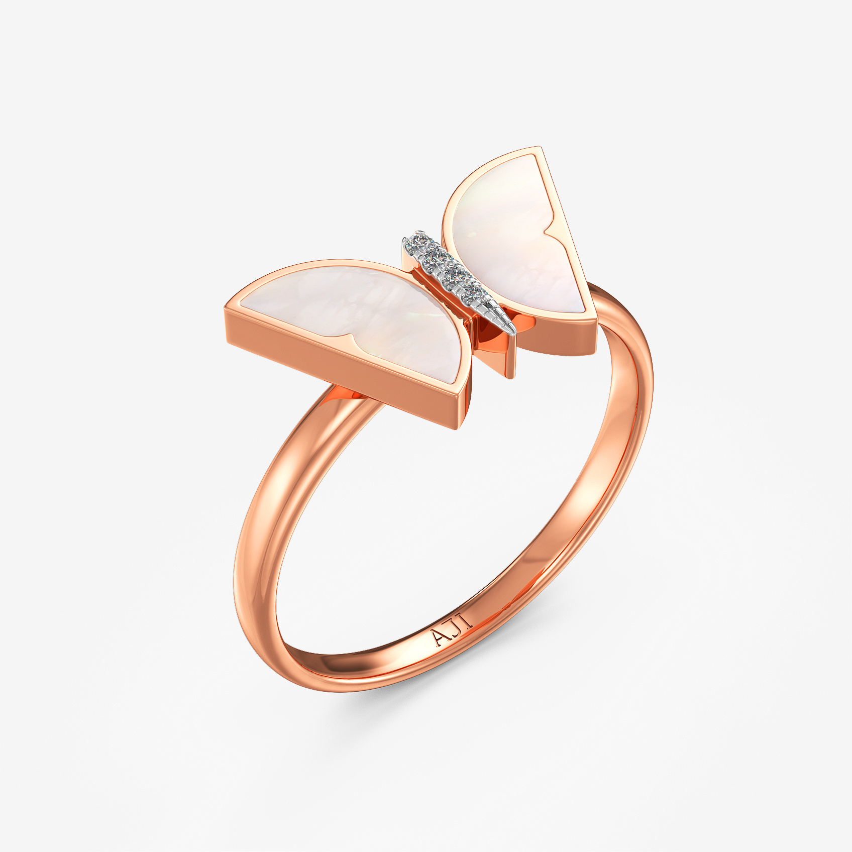 White Flutter Diamond Ring