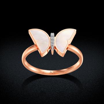 White Flutter Diamond Ring
