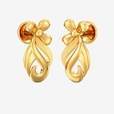 Gold Floral Stud Earring
