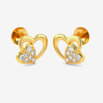 Gold Duo Heart Stud