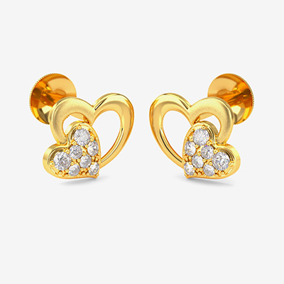 Gold Duo Heart Stud