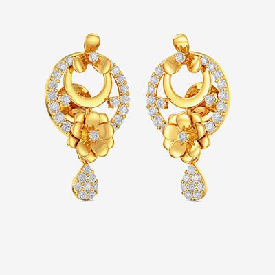 Gold Floral Drop Studs