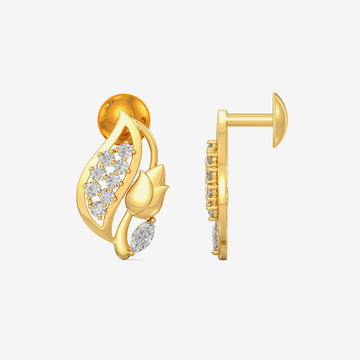 Gold Tulip Leaf Stud Earrings