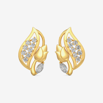 Gold Tulip Leaf Stud Earrings