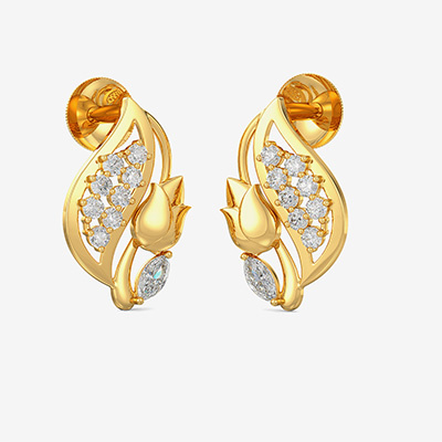 Gold Tulip Leaf Stud Earring
