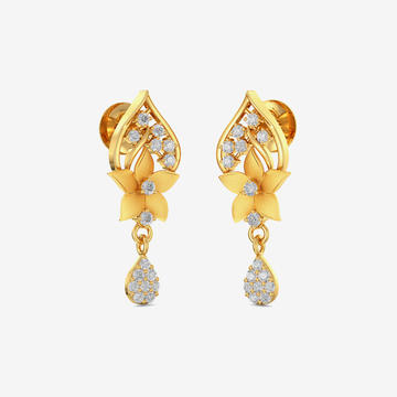 Gold Teardrop Floral Drop Stud
