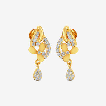 Gold Floral Drop Stud