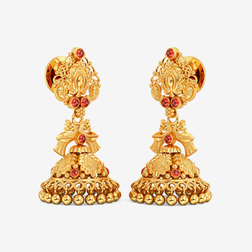 Peacock Paisley Glitz Gold Jhumkas