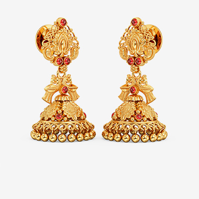 Peacock Paisley Glitz Gold Jhumkas