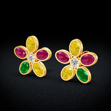 Radiant Floral Petal Gold Earrings