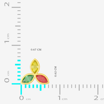 3 Petal Gold Studs Earrings