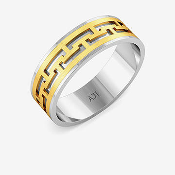 Stylish Maze Motif Mens Gold Ring