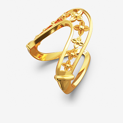 Gold Floral Vanki Ring