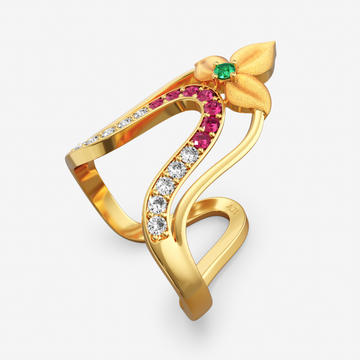 Gold Floral Vanki Ring