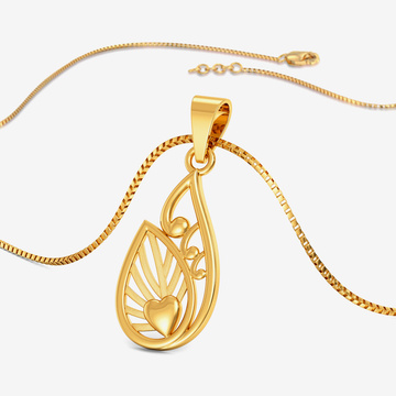 Heart in Leaf gold Pendant