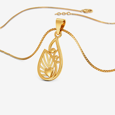 Heart in Leaf gold Pendant