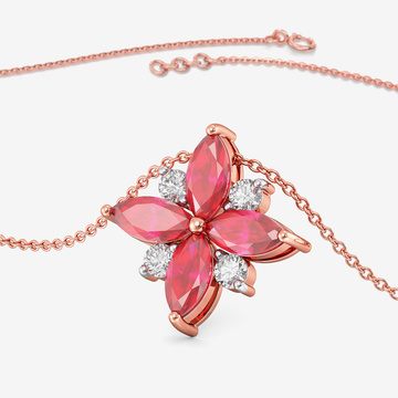 Ruby Bloom Diamond Pendant