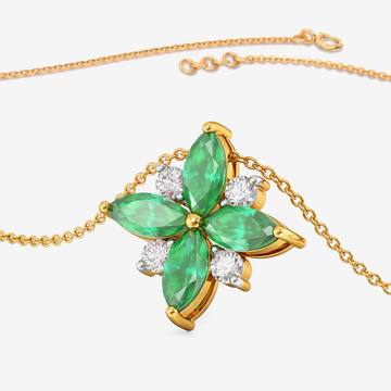 Radiant Green Bloom Diamond Pendant