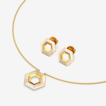 Pentagonal Elegance Necklace Set