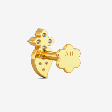 Leaf floret diamond nose ring