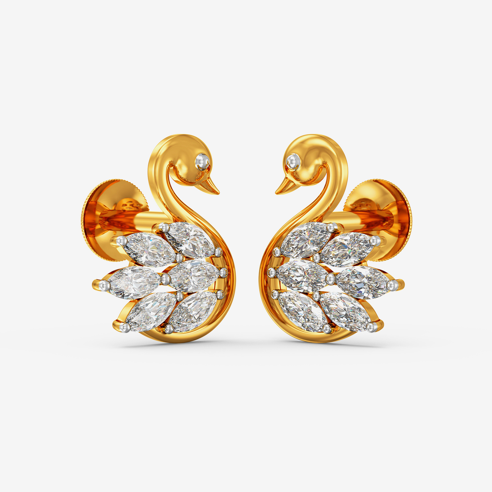 Luminous Swan Gold Studs