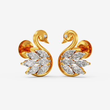 Luminous Swan Gold Studs