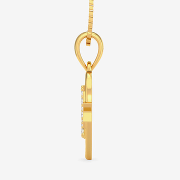 Golden Heart K Alphabet Pendant