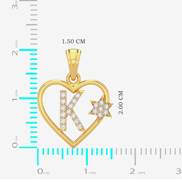 Golden Heart K Alphabet Pendant