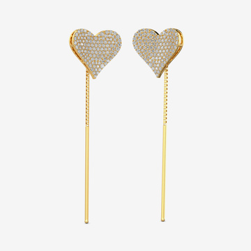 Gold Heart Threader Earring