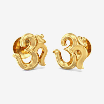 Gold Om Stud Earring