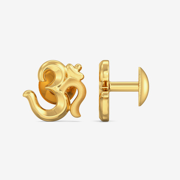 Gold Om Stud Earring
