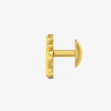 Gold Om Stud Earring