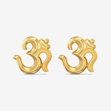 Gold Om Stud Earring