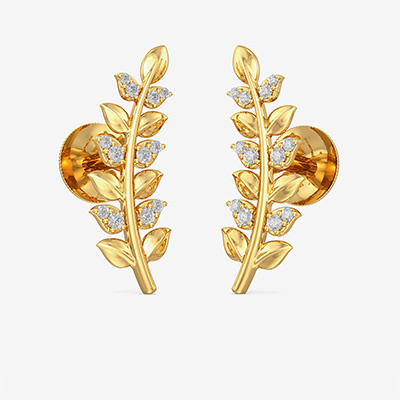 Gold Leaf Stud Earring