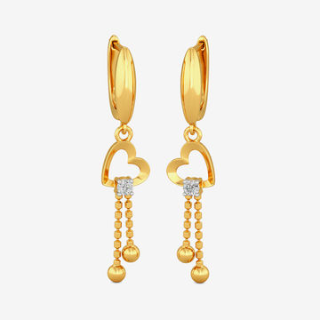 Gold Heart Cluster Clip On Earrings