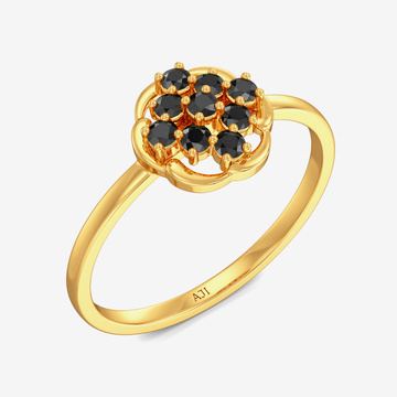 Beautiful Black Floral  Gold Ring