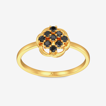 Beautiful Black Floral  Gold Ring