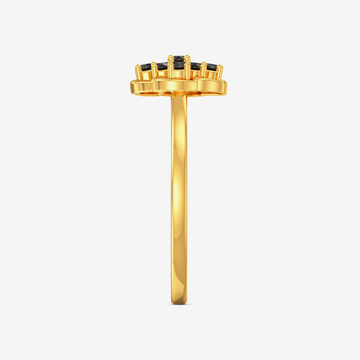 Beautiful Black Floral  Gold Ring