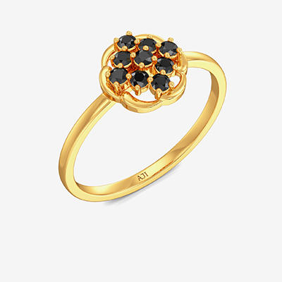 Beautiful Black Floral  Gold Ring