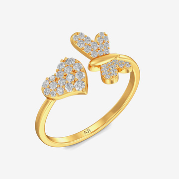 Buzzy Butterfly Heart Gold Ring